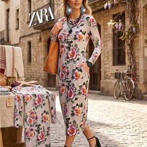 Zara Multicolor Floral Long Sleeve Dress